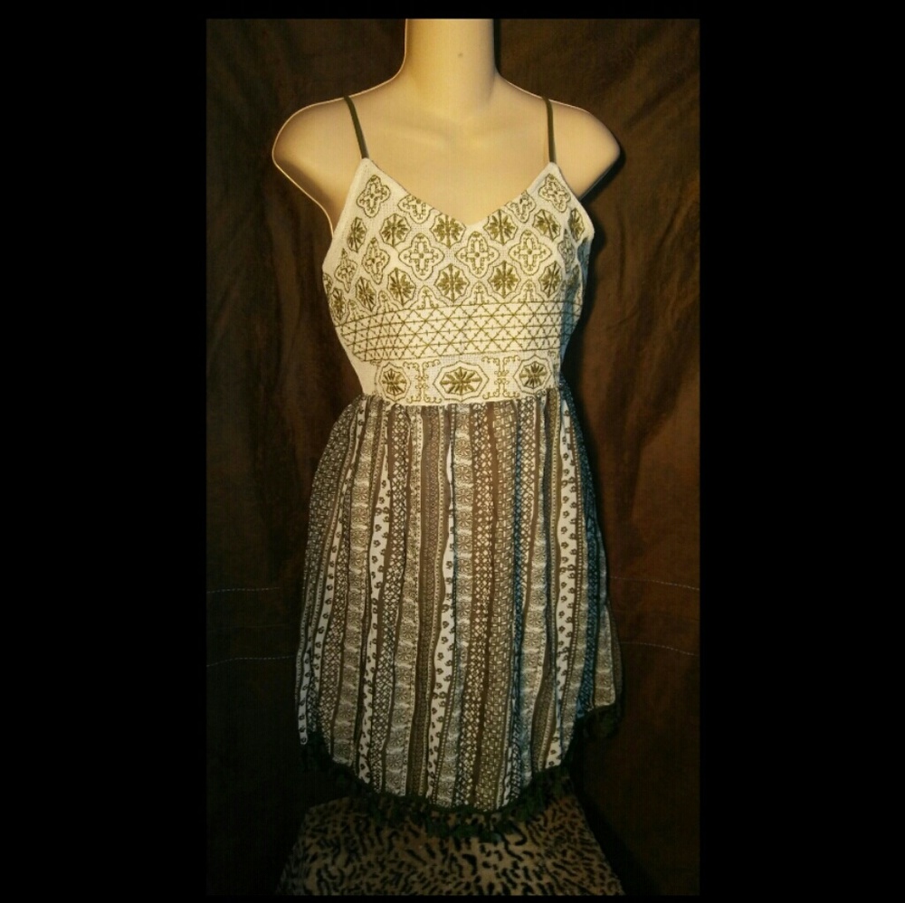 Entro Olive Green Spaghetti Strap Dress